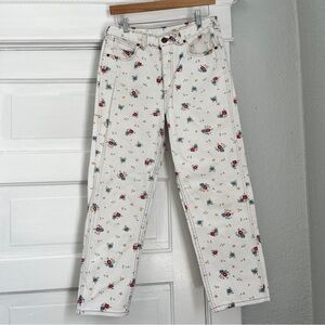 Floral White Jeans
